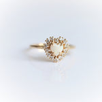 Emma | 14K Heart Australian Opal & Diamond Halo Ring - Emi Conner Jewelry 