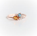 Bella | 14K Citrine, Swiss Blue Topaz and Diamond Mini Cluster ring - Emi Conner Jewelry 