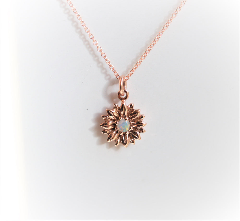 14K Sunflower Australian Opal Necklace - Emi Conner Jewelry 