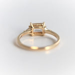Alexis | 14K Emerald Cut Moissanite & Triangle Moissanite East West Ring - Emi Conner Jewelry 