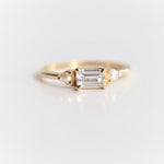 Alexis | 14K Emerald Cut Moissanite & Triangle Moissanite East West Ring - Emi Conner Jewelry 