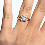 Alexis | 14K Emerald Cut Moissanite & Triangle Moissanite East West Ring - Emi Conner Jewelry 