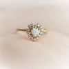 Emma | 14K Heart Australian Opal & Diamond Halo Ring - Emi Conner Jewelry 
