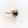 Emma | 14K Heart Black Onyx & Diamond Halo Ring - Emi Conner Jewelry 