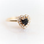 Emma | 14K Heart Black Onyx & Diamond Halo Ring - Emi Conner Jewelry 