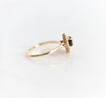 Emma | 14K Heart Black Onyx & Diamond Halo Ring - Emi Conner Jewelry 