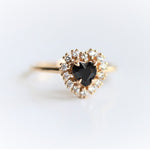 Emma | 14K Heart Black Onyx & Diamond Halo Ring - Emi Conner Jewelry 