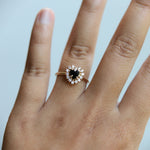 Emma | 14K Heart Black Onyx & Diamond Halo Ring - Emi Conner Jewelry 