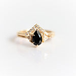 Alexis | Pear Black Onyx & Triangle Moissanite Ring - Emi Conner Jewelry 