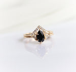 Alexis | Pear Black Onyx & Triangle Moissanite Ring - Emi Conner Jewelry 