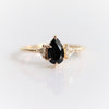 Alexis | Pear Black Onyx & Triangle Moissanite Ring - Emi Conner Jewelry 