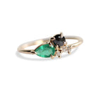 Bella | 14K Emerald & Black Diamond Mini Cluster Ring