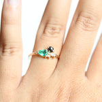 Bella | 14K Emerald & Black Diamond Mini Cluster Ring - Emi Conner Jewelry 