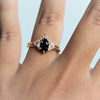 Alexis | Pear Black Onyx & Triangle Moissanite Ring - Emi Conner Jewelry 