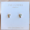 Ariya | 4 mm14K Heart Australian Opal & Diamond Accent Stud Earrings - Emi Conner Jewelry 