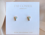 Ariya | 4 mm14K Heart Australian Opal & Diamond Accent Stud Earrings - Emi Conner Jewelry 