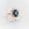 Lana | 14K Oval London Blue Topaz & CZ Fancy Halo Ring - Emi Conner Jewelry 