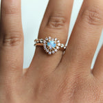 Emma | 14K Heart Australian Opal & Diamond Halo Ring - Emi Conner Jewelry 