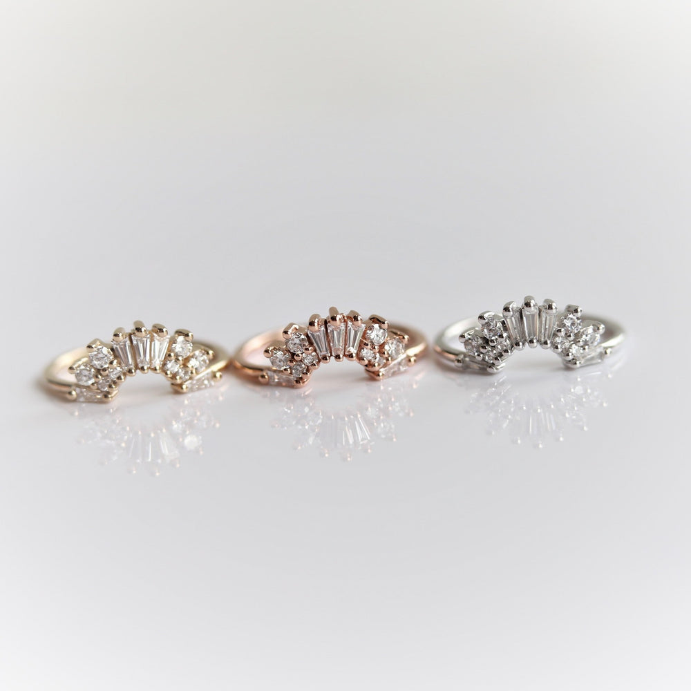 Victoria Crown No.2 | 14K + 0.4 CT. Diamond and Lab Grown Diamond Crown Contour Band - Emi Conner Jewelry 
