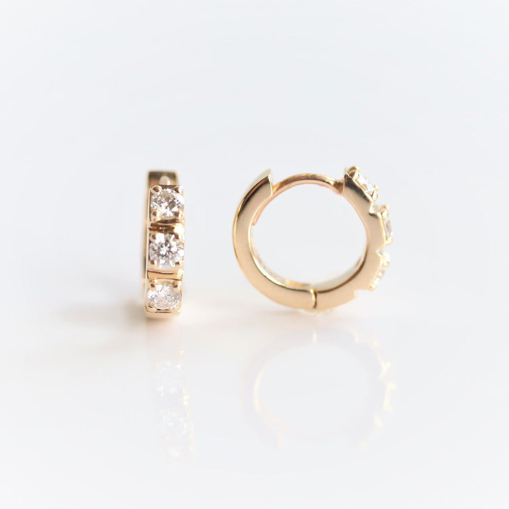 14K Huggie 0.4 ct. Diamond Hinged Hoop Earrings - Emi Conner Jewelry 