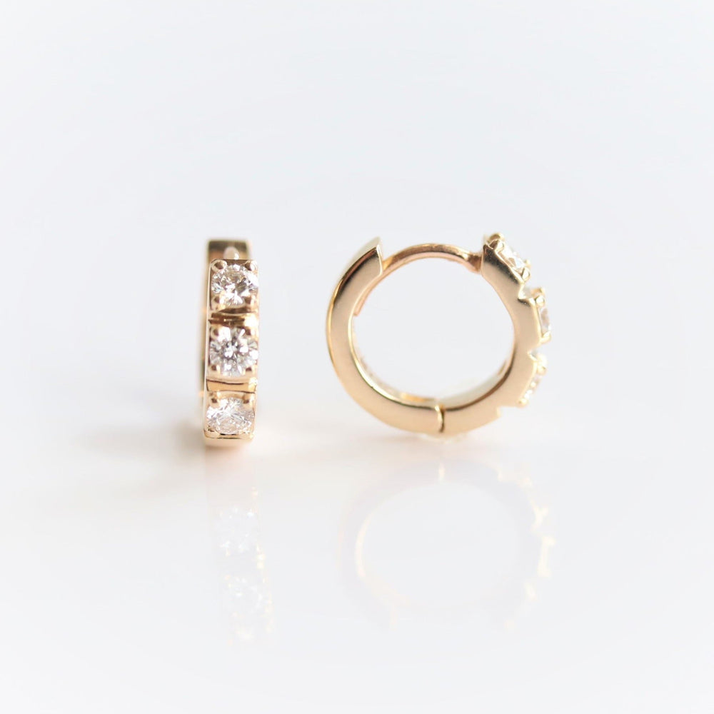 14K Huggie 0.4 ct. Diamond Hinged Hoop Earrings - Emi Conner Jewelry 
