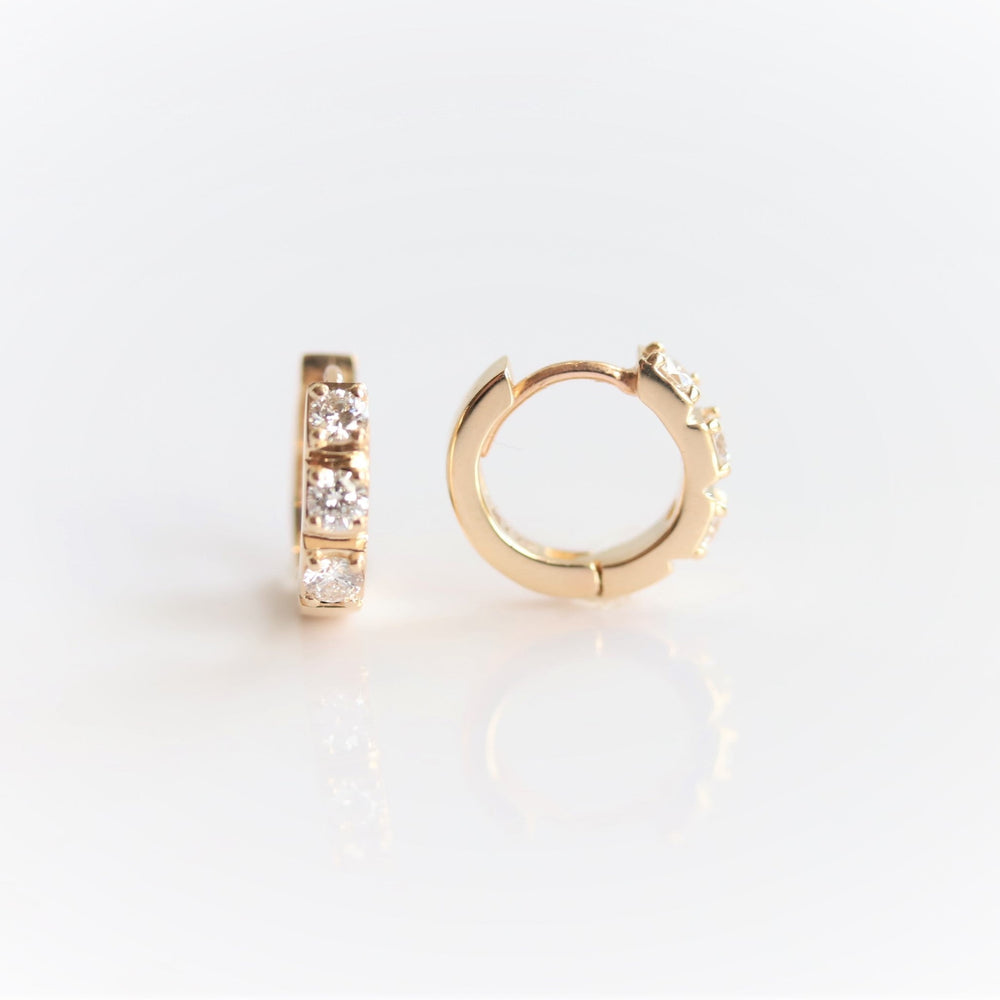 14K Huggie 0.4 ct. Diamond Hinged Hoop Earrings - Emi Conner Jewelry 