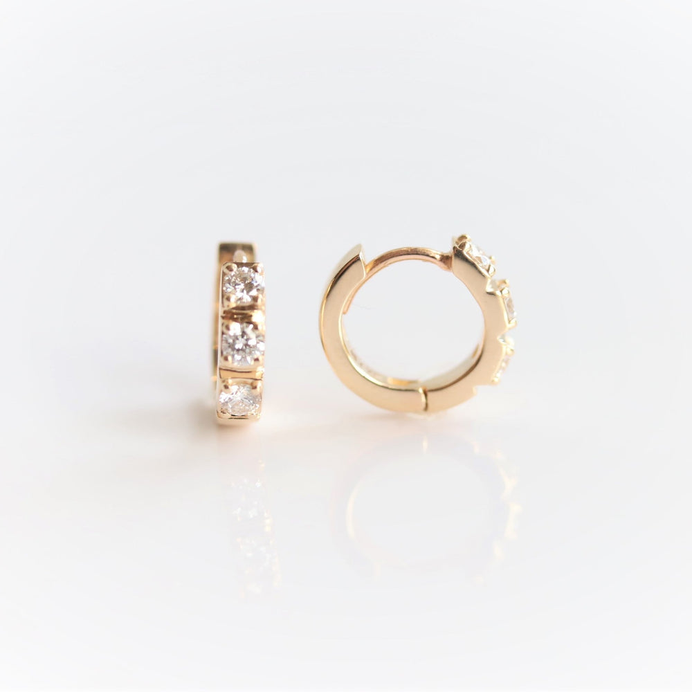 14K Huggie 0.4 ct. Diamond Hinged Hoop Earrings - Emi Conner Jewelry 