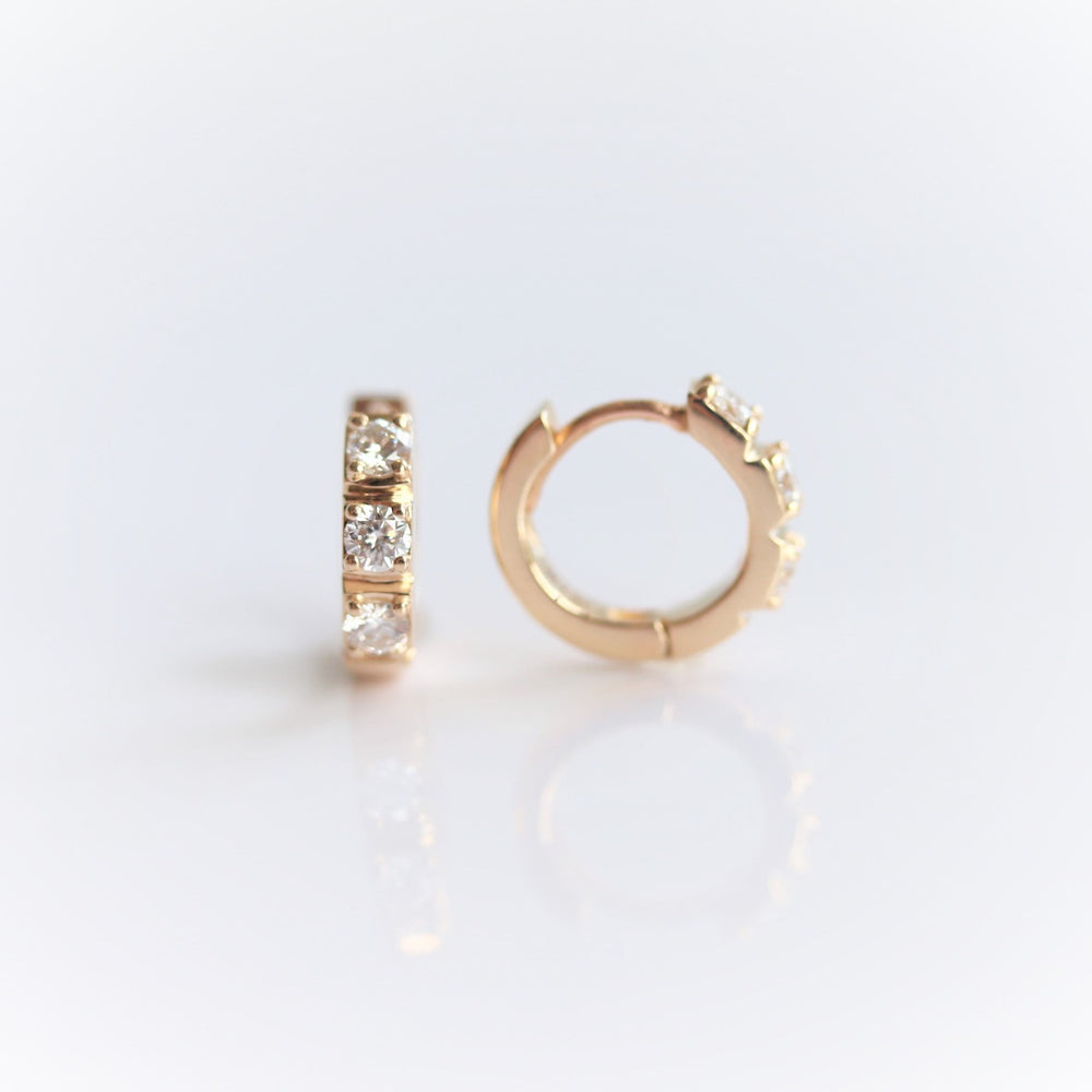 14K Huggie 0.4 ct. Diamond Hinged Hoop Earrings - Emi Conner Jewelry 