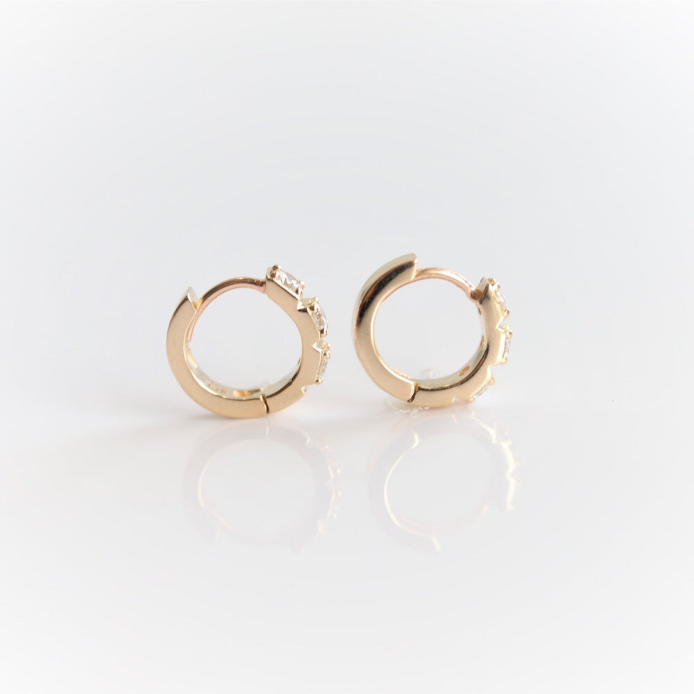 14K Huggie 0.4 ct. Diamond Hinged Hoop Earrings - Emi Conner Jewelry 