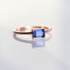 EVA | 14K 0.4 ct. Emerald Cut Lab Created Blue East West Solitaire Ring - Emi Conner Jewelry 