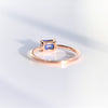 EVA | 14K 0.4 ct. Emerald Cut Lab Created Blue East West Solitaire Ring - Emi Conner Jewelry 