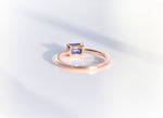 EVA | 14K 0.4 ct. Emerald Cut Lab Created Blue East West Solitaire Ring - Emi Conner Jewelry 