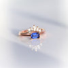 EVA | 14K 0.4 ct. Emerald Cut Lab Created Blue East West Solitaire Ring - Emi Conner Jewelry 