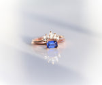 EVA | 14K 0.4 ct. Emerald Cut Lab Created Blue East West Solitaire Ring - Emi Conner Jewelry 