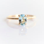 ALVA | 14K 0.7 ct Oval Aquamarine Dainty Solitaire Ring - Emi Conner Jewelry 
