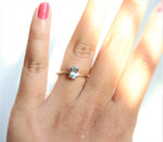 ALVA | 14K 0.7 ct Oval Aquamarine Dainty Solitaire Ring - Emi Conner Jewelry 