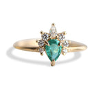 Ophelia | Pear Natural Emerald and Diamond Crown Ring