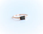 EVA | 14K 0.4 ct. Emerald Cut Black Onyx East West Solitaire Ring - Emi Conner Jewelry 