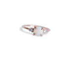 EVA | 14K Side Stone Round Australian Opal & Diamond Ring - Emi Conner Jewelry 