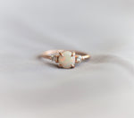 EVA | 14K Side Stone Round Australian Opal & Diamond Ring - Emi Conner Jewelry 