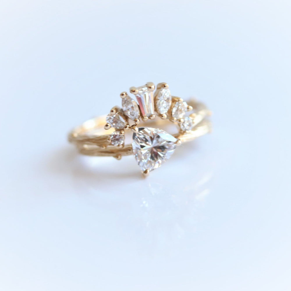 Acacia | 6 mm Trillion Cut Moissanite Twig Engagement Ring - Emi Conner Jewelry 