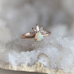 Everett | 14K Round Australian Opal & Diamond Accented Promise Ring