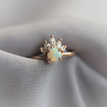Everett | Round Australian Opal & Diamond Accented Crown Ring