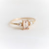 EVA | 14K Emerald Cut Peach Morganite and Pearl Side Stone Ring - Emi Conner Jewelry 