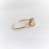 EVA | 14K Emerald Cut Peach Morganite and Pearl Side Stone Ring - Emi Conner Jewelry 