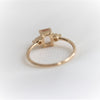 EVA | 14K Emerald Cut Peach Morganite and Pearl Side Stone Ring - Emi Conner Jewelry 