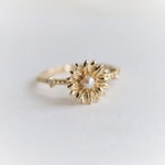 Sunflower | 14K Sunflower Pearl Stacking Ring