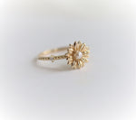 Sunflower | 14K Sunflower Pearl Stacking Ring