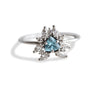 Layla | 14K Trillion Aquamarine & Diamond Petite Cocktail Ring - Emi Conner Jewelry 