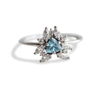 Layla | 14K Trillion Aquamarine & Diamond Petite Cocktail Ring - Emi Conner Jewelry 